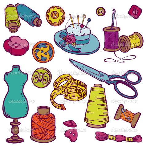 . Sewing Kit Illustration, Cheap Craft Supplies, Sewing Clipart, Cool Crafts, Cartoon Clip, Old Sewing Machines, Free Printable Art, Cheap Crafts, Fun Crafts For Kids