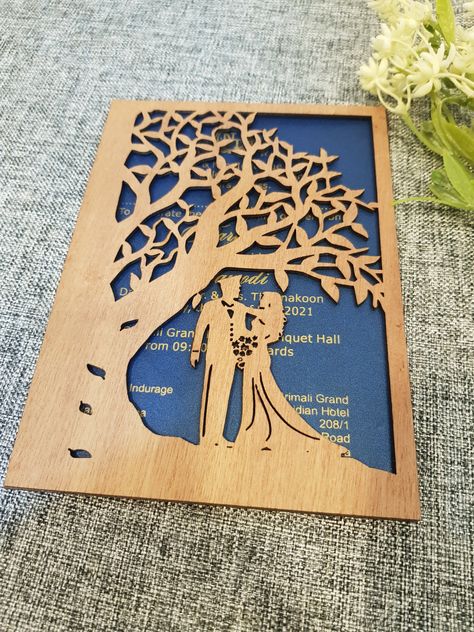 marine wedding invitation, Laser Cut , Wooden personalized invitation Quiver Tree, Wooden Wedding Invitations, Free Monogram Fonts, Marine Wedding, Glowforge Ideas, Wedding Memory Box, Wood Invitation, Personalized Wedding Guest Book, Rustic Wedding Guest Book