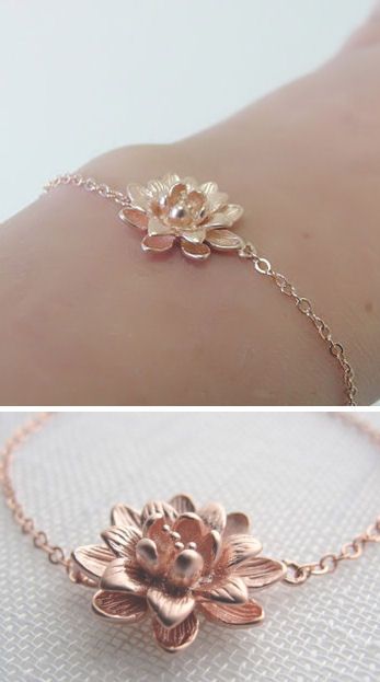 Rose Gold Lotus Blossom Bracelet Nature Inspired Bracelet, Bracelets Rose Gold, Blossom Bracelet, Lotus Bracelet, Gold Lotus, Bracelet Rose Gold, Rose Bracelet, Bracelet Simple, Lotus Blossom