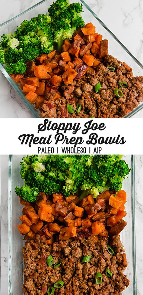 These sloppy joe meal prep bowls are perfect for making over the weekend to have lunch for the week! This recipe is paleo, and can easily be made whole30 and AIP. Sloppy Joe Meal Prep, Sloppy Joe Meal, Lunch For The Week, Clean Meal Prep, Paleo Meal Prep, Healthy Lunch Meal Prep, Prep Bowls, Lunch Kit, Appetizer Ideas