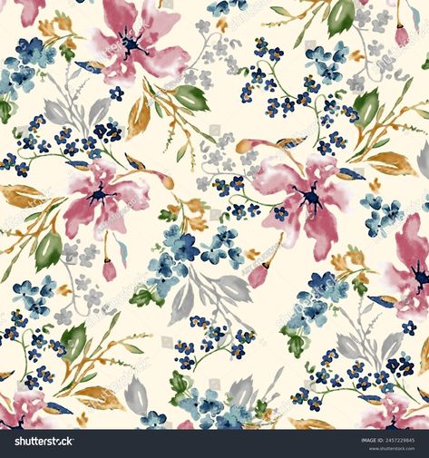 Sweet Flower Watercolor Seamless Patternsoft Pastel Stock Illustration 2457229845 | Shutterstock Flower Allover Pattern, Flower Allover, Watercolor Floral Pattern, Allover Pattern, Flower Watercolor, Channel Art, Schedule Design, Color Palette Generator, Digital Flowers