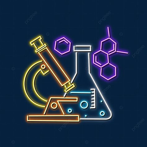 Neon Laboratory, Medical Laboratory Aesthetic, Chemistry Logo Design, Science Design Art, Biotechnology Aesthetic, Biotechnology Logo, Science Logo Design, Chemistry Clipart, Neon Science