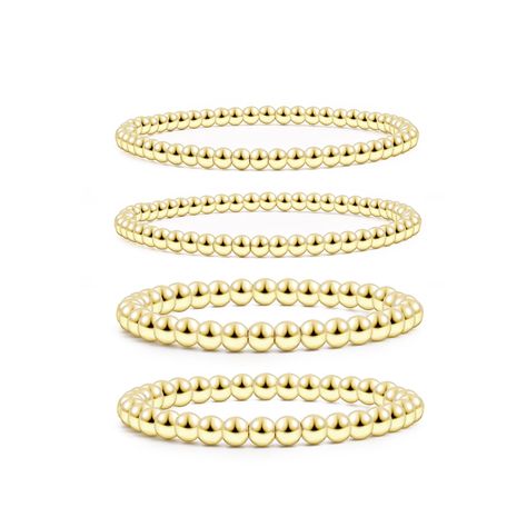 PRICES MAY VARY. Gold Beaded Bracelet Set：The bracelet set contains 2 gold large bead bracelets and 2 gold small bead bracelets. The diameter of the beads is approximately 4 mm. The large beads are approximately 6 mm in diameter. Whether it's a party or everyday wear, wearing it will add a pop of color to your look. Dimensions：Bracelet length: about 7 inches, beaded bracelet with strong elastic cord, elastic. The 7 inch length fits most wrists and the gold bracelet combo set looks comfortable an Small Bead Bracelets, Cloud Bracelet, Gold Beaded Bracelets, Bracelet Combo, Small Bead Bracelet, Gold Bracelets Stacked, Gold Beaded Bracelet, Bead Ball, Gold Bead Bracelets