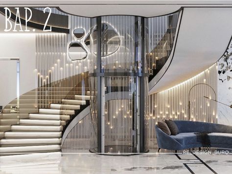 Staircase With Elevator Design, Staircase With Lift, Stairs With Elevator, Stair Drawer, Villa Elevator, Luxury Stairs, درج السلم, Home Elevator, Staircase Interior Design