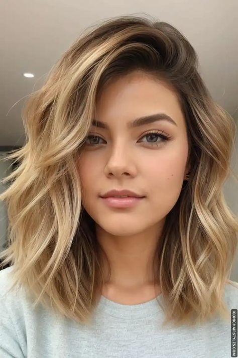 medium length layered haircuts Blonde Haircuts Medium Layers, Shoulder Length Hair Cuts For Round Faces Layers, Women’s Medium Length Haircut Blonde, Womens Medium Haircut, Collarbone Haircut With Layers, Medium Length Hair For Round Face, Women Medium Haircut, Womens Medium Length Haircut, Medium Length Haircut For Round Faces