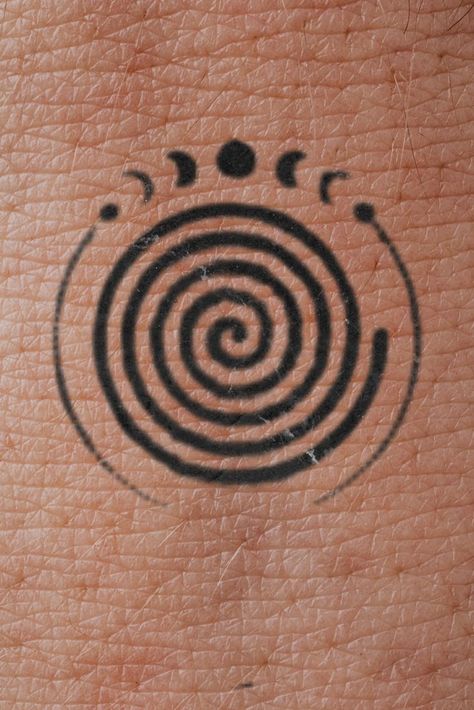 Evolve Symbol Tattoo, Life Spiral Tattoo, Sacred Spiral Tattoo, Spiral Meaning Spiritual, Spiral Moon Tattoo, The Spiral Tattoo, Pachamama Tattoo Symbol, Spiral Of Life Tattoo, Spiral Tattoo Designs