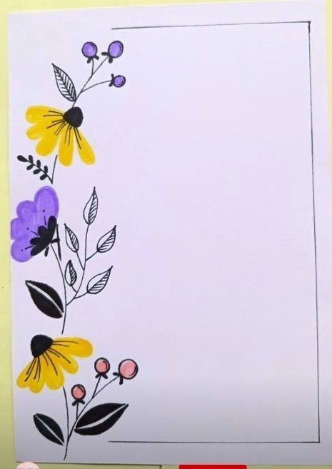 Page Decoration Aesthetic, Floral Border Design Simple, Portfolio Cover Design Creative Handmade, Doodle Border Design, Project File Border Design, Aesthetic Border Designs Drawing, Boder Degin, Journal Border Ideas, Design For Portfolio In School