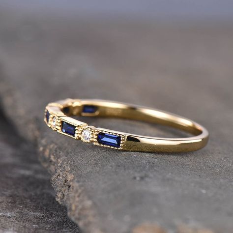 Amethyst Wedding Rings, September Birthstone Ring, September Birthstone Rings, Ring Matching, Sapphire Wedding Band, Gold Rings Simple, Opal Wedding Rings, Sapphire Band, Vintage Sapphire