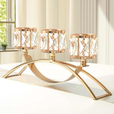 Dinning Room Cabinet, Gold Candlestick Holders, Centerpieces For Wedding, Crystal Candle Holders, Candelabra Centerpiece, Silver Centerpiece, Tea Candle Holders, Coffee Table Centerpieces, Room Cabinet