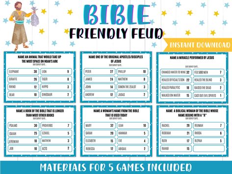 Bible Family Feud, Church Game Night, Study Games, Bible Trivia Games, Bible Trivia, Church Games, Church Youth Group, Church Family, Youth Games