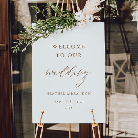 Gold Welcome To Our Wedding Welcome Sign Gold Easel Wedding, Gold Framed Wedding Signs, Gold Wedding Welcome Sign, Wedding Signs Welcome, Wedding Personal Touches, Wedding Entrance Sign, Gold Wedding Signs, Wedding Welcome Board, Destination Wedding Decor