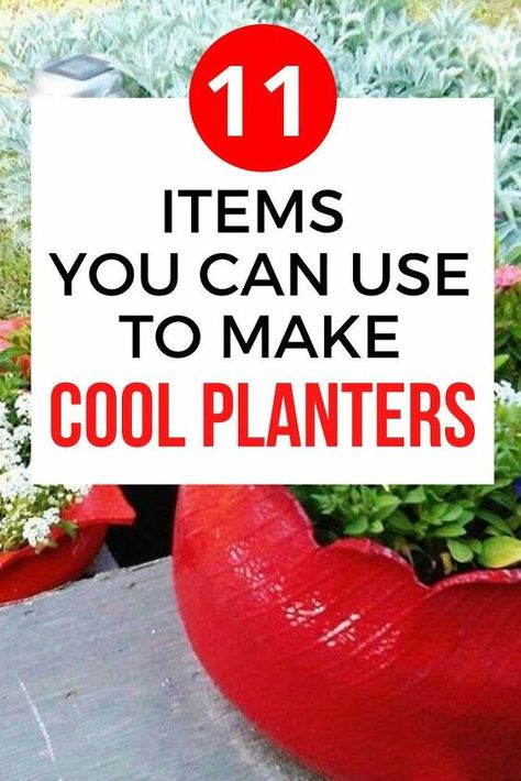 Upcycling, Diy Planters Pots, Repurposed Planter, Diy Planters Indoor, Unique Flower Pots, Upcycled Planter, Garden Spotlights, Planter Diy, Creative Planter