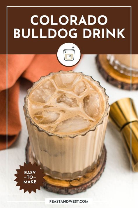 The Colorado Bulldog is a fizzy, tasty drink made with vodka, coffee liqueur, cream and cola. It takes the White Russian to the next level. Colorado Bulldog Drink Recipes, Colorado Bulldog Drink, Colorado Bulldog Recipe, Tootsie Roll Drink, Bulldog Drink Recipe, Bulldog Cocktail, Bulldog Recipe, Bulldog Drink, Classic White Russian Recipe