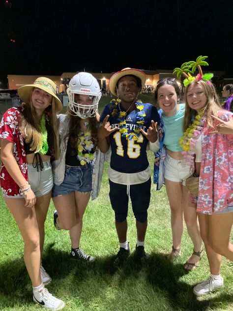 #hawaiian #hawaiiantheme #tropical #theme #football #fnl #seniorszn Tropical Football Theme, Hawaiian Football Theme, Hawaiian Football Theme Outfit, Hawaiian Theme Football Game, Fb Games, Football Theme, Football Themes, Hawaiian Theme, Spirit Week