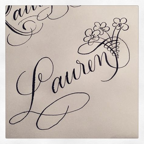 #Lauren #names Lauren Name Tattoo, Lauren Name, Watercolor Typography, High School Art Projects, Calligraphy Name, Rose Drawing, Font Illustration, Calligraphy Lettering, Acrylic Nails Coffin Pink