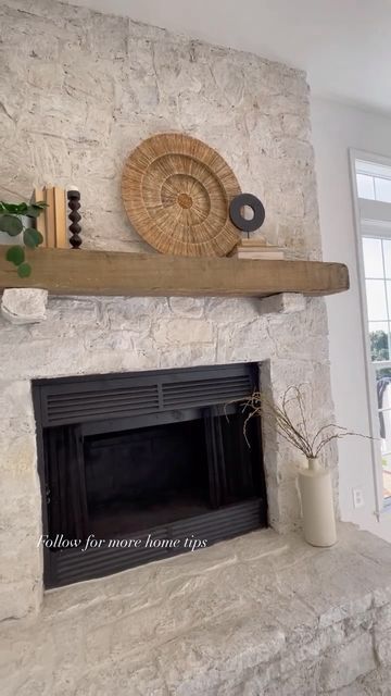 Romabio Paints on Instagram: "Beautiful stone fireplace transformation by @christinalandsman   Comment “fireplace” to check out our All-in-One Fireplace Kits. 🤍  “Dry stack field stone looking dated? We added white thinset mortar with a grout bag, and schmered it in.  Then topped with @romabiopaints limewash. “ .l See more examples at #romabiooverstone  #fireplace #fireplacedecor #fireplacemantel #fireplacemakeover #fireplacedesign #limewashpaint #stonefireplace #limewash #romabio" Home Fireplace Stone, Redone Fireplace Ideas, Stone Slab Fireplace, Painted Stacked Stone Fireplace, White Stone Fireplace With Wood Mantel, Fireplace Stone Makeover, Fireplace Before And After, White Washed Stone Fireplace, White Wash Stone Fireplace