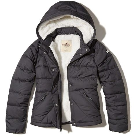 Hollister Sherpa-Lined Puffer Jacket (€100) ❤ liked on Polyvore featuring outerwear, jackets, dark grey, puff jacket, logo jackets, zipper jacket, zip jacket and cold weather jackets Hollister Winter Jackets, Hollister Puffer Jacket, Thrift Clothes, Hollister Jacket, Puffa Jacket, Grey Puffer Jacket, Cold Weather Jackets, Black Winter Jacket, Grey Puffer