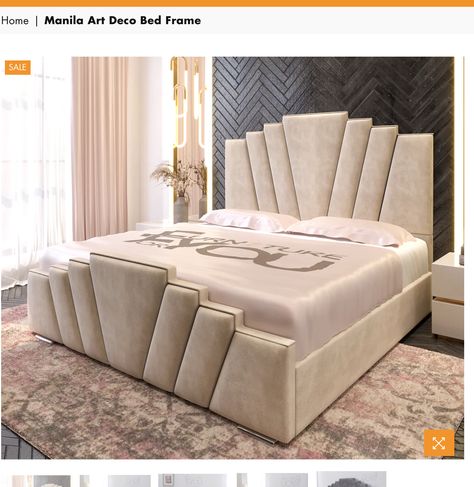 Art Deco Bed Frame, Geometric Headboard, Art Deco Bed, Luxury Bedroom Furniture, Velvet Upholstered Bed, Ottoman Storage Bed, Velvet Ottoman, Double Bed Frame, Bed Frame With Storage