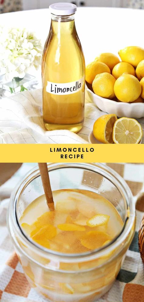 How to Make Limoncello - A Beautiful Mess Lemon Chelo Recipe, Limoncello Drinks Recipes, Lemoncello Recipes, Lemon Cello Recipe, Limoncello Drinks, Limoncello Cocktails, Lemon Peels, Making Limoncello, Limoncello Recipe