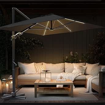 PRICES MAY VARY. ☀️𝐏𝐫𝐞𝐦𝐢𝐮𝐦 𝐐𝐮𝐚𝐥𝐢𝐭𝐲: Experience ultimate durability and UV protection with our garden umbrella 𝟐𝟐𝟎𝐠/𝐦² 𝐟𝐚𝐝𝐞-𝐫𝐞𝐬𝐢𝐬𝐭𝐚𝐧𝐭 𝐩𝐨𝐥𝐲𝐞𝐬𝐭𝐞𝐫 fabric. Its ultra-thick 𝐀𝐥𝐥-𝐚𝐥𝐮𝐦𝐢𝐧𝐮𝐦 𝐟𝐫𝐚𝐦𝐞 ensures unmatched strength and stability, providing steadfastness even during windy conditions. ☀️𝐔𝐧𝐛𝐞𝐚𝐭𝐚𝐛𝐥𝐞 𝐃𝐮𝐫𝐚𝐛𝐢𝐥𝐢𝐭𝐲 & 𝐒𝐭𝐚𝐛𝐢𝐥𝐢𝐭𝐲: with our cantilever umbrella, featuring 𝐬𝐭𝐚𝐛𝐥𝐞 𝐭𝐫𝐢𝐚𝐧𝐠𝐮𝐥𝐚𝐫 𝐬𝐭𝐫𝐮𝐜𝐭𝐮𝐫𝐞, ? Garden Umbrella Ideas, Patio Covering, Umbrella With Lights, Deck Umbrella, Deck Pool, Cantilever Patio Umbrella, Pool Backyard, Garden Deck, Shade Umbrellas