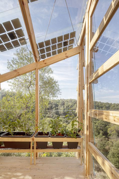 Solar Panels Architecture, Greenhouse Pictures, Greenhouse Construction, Grow House, Solar Greenhouse, Building A Cabin, Greenhouse Shed, Permaculture Design, Timber Structure