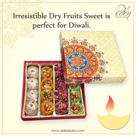 Sweeten the festivities with a box full of delicious Dry Fruits Sweet from #DalesEdenCakeShop. Spreading smiles with sweet gifts is what we all love to do every Diwali. Get your hands on the best of Gift Box. Order Online Now on https://bit.ly/3m5HYxy Delivery Partners 🛵 Zomato Swiggy #dryfruitsweets #mawasweet #indiansweets #indiandessert #dessert #dates #assorteddates #baklava #diwaligift #giftthisdiwali #diwalispecial #sweet #diwalisweets #dessertfrommiddleeast #festivevibes Sweet Boxes, Diwali Sweets, Diwali Special, Dry Fruits, Sweet Box, Indian Desserts, Indian Sweets, Diwali Gifts, Sweet Gifts