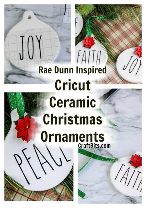 Cricut Ceramic, Christmas Bazaar Crafts, Cards Ideas Handmade, Free Christmas Crafts, Cricut Ornaments, Christmas Tutorial, Ceramic Christmas Ornaments, Terra Cotta Pot Crafts, Bazaar Crafts