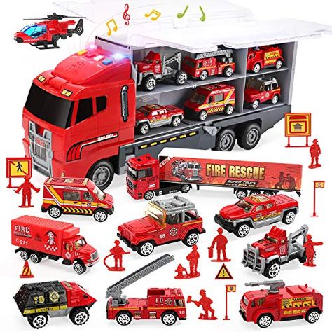 Fire Trucks Wallpaper, Car Carrier Truck, Fire Truck Box Car, Future Fire Truck, Cars Toy, Birthday Gift For Boys, Futuristic Fire Truck, Transport Truck, Toy Fire Trucks