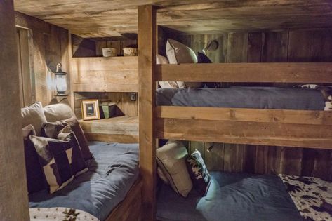 Rustic Bunkroom- Allenspark Bunkhouse - Rustic - Bedroom - Denver - by Lynne Barton Bier - Home on the Range Interiors | Houzz Old Log Cabin Interior, Floor Bedroom Ideas, Old Log Cabin, Log Cabin Interior, Trailer Decor, Bunk Rooms, Home On The Range, Bunk Room, Bunk House