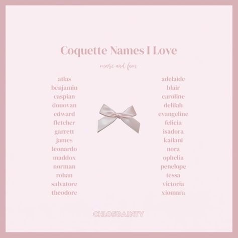 Names Aesthetic Girl, Coquette Fonts, Coquette Names, Fonts Name, Meaning Name, Names Aesthetic, Sweet Baby Names, Best Character Names, Fantasy Names