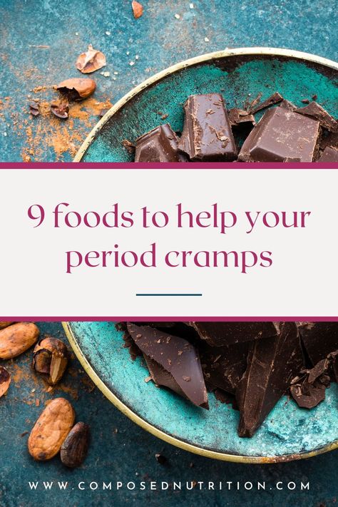 In this post you’ll learn about foods for period cramps to include in your daily meals and recipes for PMS relief during the luteal phase! Nutrition is one way to have a better period, reduce PMS, and support a healthy menstrual cycle naturally. Find more period hacks and natural relief for cramps at composednutrition.com. What To Eat During Period Cramps, Period Relief Drinks, Foods For Menstrual Cramps, Period Cramps Relief Tea, Snacks For Period Cramps, Food Menstrual Phase, Best Foods For Period Cramps, Cramps Relief Menstrual Food, Food For Your Period