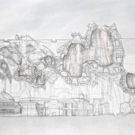 Hand Drawn Section, Bartlett School, Natural Architecture, Bartlett School Of Architecture, Section Drawing, Concept Models Architecture, Scale Drawing, Conceptual Architecture, School Of Architecture