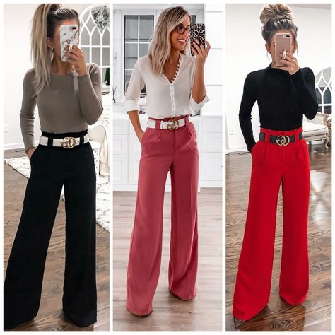 High Waisted Black Dress Pants Outfit, Slacks And Flats Work Outfits, Slacks With Heels Outfit, Red High Waisted Pants Outfit, Business Casual Outfits For Moms, Womens Realtor Outfits, Spring Outfits 2023 Dressy Casual, Work Sweatshirt Outfit, Womens Business Attire Winter