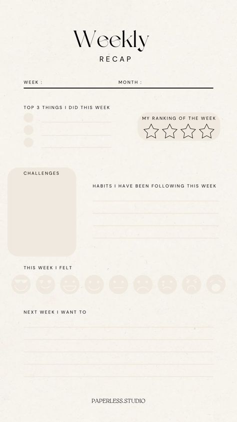 . Weekly Planner -  WEEKLY RECAP . #weeklyplannerfreeprintable #weeklyplannertemplate #weeklyplannerprintable #weeklyplannerideas.#digitalplanner #plannergirl #digitalorganization #productivityplanner #digitalplanning  #digitalplanneraddict #digitalplanner #dailyplannerinspiration Weekly Reflection Template, Weekly Recap Journal, Online Bullet Journal, Weekly Reflection, Weekly Planner Free, Week Schedule, Bullet Journal Ideas Templates, Journal Inspiration Writing, Monthly Planner Template