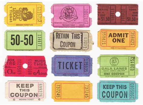 Ticket Stubs - 2 | A collection of ticket stubs from various… | airjmax | Flickr Ticket Drawing, Vintage Ticket, Ticket Stub, Ticket Design, Print Planner, Ticket Stubs, Graphic Ideas, Drawing Inspo, Personalized Journal