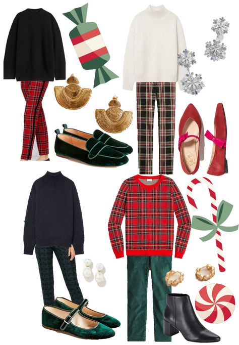 Tartan Plaid Outfit Women, Plaid Pants Outfit Christmas, Christmas Plaid Outfit Women, Christmas Style Outfit, Christmas Plaid Outfit, Plaid Christmas Outfit, Diy Crochet Christmas, Preppy Christmas Outfit, Country Club Outfit