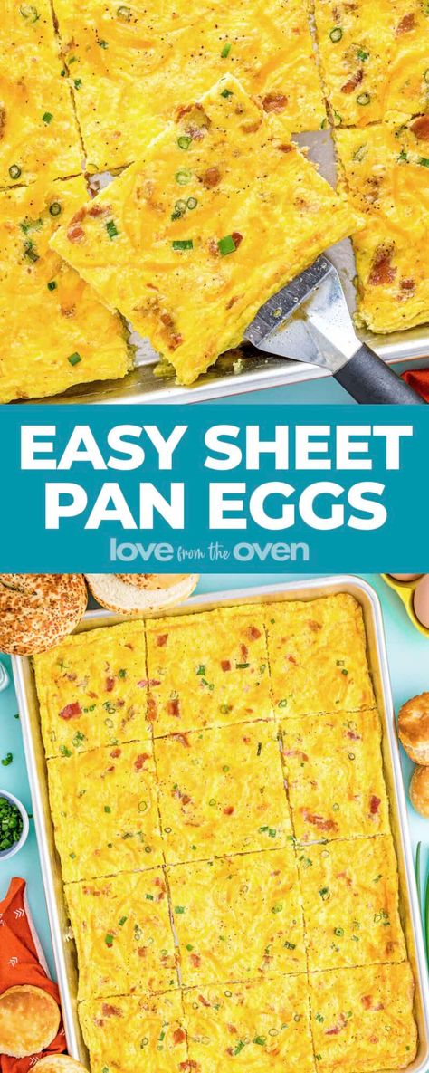 Baked Egg Scramble, Egg Bake Sandwiches, How Long To Cook Eggs In Oven, Bridal Shower Egg Bake, Sheet Pan Egg Casserole, Easy Sheet Pan Eggs, Sheet Eggs For Sandwiches, Pan Of Eggs In Oven, Scrambled Eggs In Oven Sheet Pan