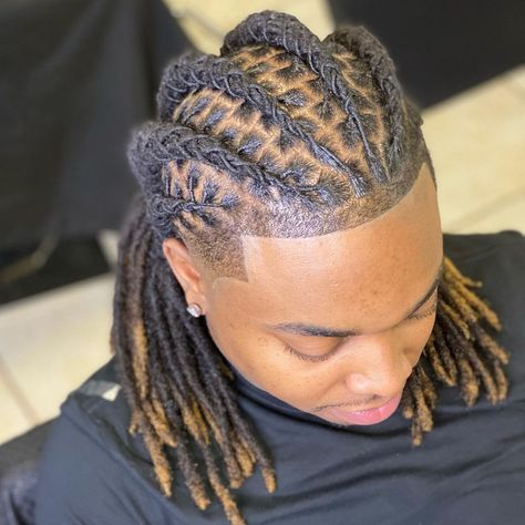 Dread Locks Styles Men, Wedding Dreadlock Hairstyles For Men, Men Dreads Styles Black Man Wedding, Wedding Locs Hairstyles Men, Dreads Braided Men Style Long, Loc Hairstyles Men Long, Mens Long Locs Hairstyles, Dread Designs For Men, Black Man Dreads Hairstyles