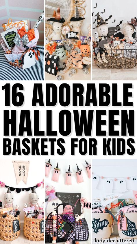 16 Adorable Halloween Baskets for Kids Simple Boo Baskets For Kids, Halloween Boo Baskets For Kids, Small Halloween Gift Baskets For Kids, Kids Spooky Basket Ideas, Boo Baskets For Kids Diy, Halloween Basket For Toddlers, Boo Basket Ideas For Teen Daughter, Halloween Basket For Kids, Spooky Basket Ideas For Kids