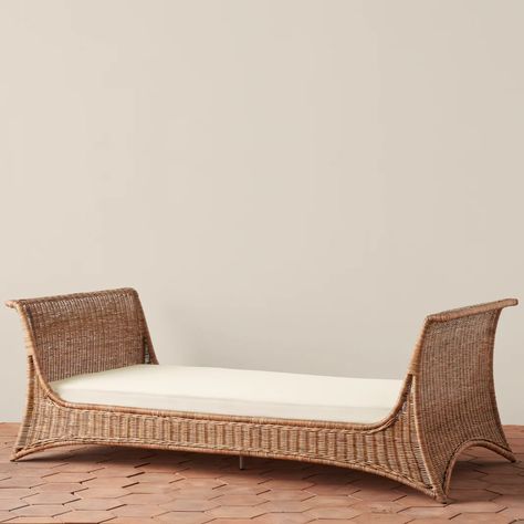 Anthropologie Daybed, Wicker Daybed, Woven Furniture, Design Library, Bed Bench, Sustainable Furniture, Twin Mattress, Wood Bench, Belgian Linen