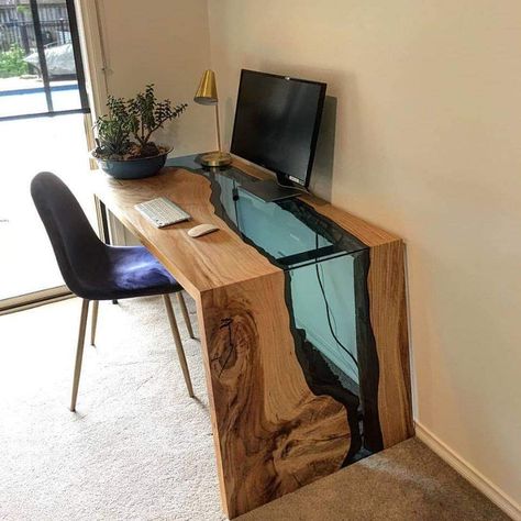 Gaming Desks, Diy Computer Desk, Koti Diy, Wood Resin Table, Desk Diy, Air Clay, Wood Table Design, Home Office Inspiration, Design Del Prodotto