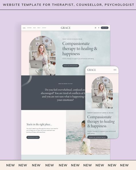 NEW website template - GRACE 🌸 This template was specifically designed for for therapists, counselors, psychologists, and naturopathic practitioners. It features a clean, feminine, and elegant design with watercolor accents. PAGES INCLUDED: ✓ Home ✓ About ✓ All services ✓ 3 Single service pages ✓ Blog ✓ Blog post page ✓ Contact ✓ Privacy policy ✓ Terms of use ✓ 404 page ✓ Instagram link page ✓ Coming soon Check out the details and view the DEMO (link in bio). —— SOMMERFUL STUDIO – Web... Privacy Policy Page Design, About Me Page Design, Webpage Design Inspiration, Therapist Website Design, Therapy Website Design, Autumn Creative, Therapist Website, Therapy Website, Website Home Page