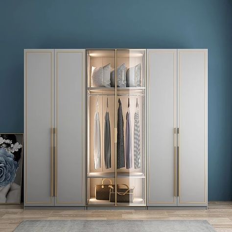 Wardrobe Combination Overall Italian Minimalist High-End Glass Door Home Bedroom Wardrobe Northern Europe _ - AliExpress Mobile Aesthetic Wardrobe Closet, Italian Wardrobe, Wardrobe Organization, Aesthetic Wardrobe, Wardrobe Aesthetic, Wardrobe Design Modern, Walking Closet, Luxury Storage, Modern Cupboard Design