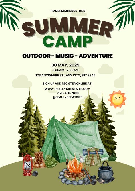 Summer camp event poster Summer Camp Poster, Camp Event, Event Poster Template, Simple Poster, Photo Collage Maker, Marketing Logo, Collage Background, Party Poster, Flyer Maker