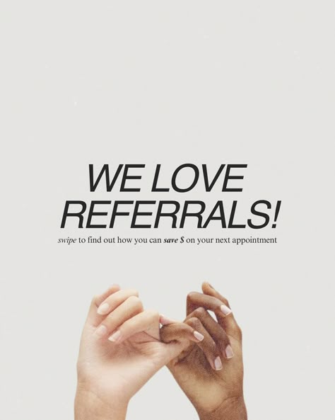 We 🧡 referrals! And who doesn’t love to save some $?! Did you know about our referral program? The best part is that you can accumulate your discounts! The more people you refer, the more you can save! #referralprogram #referrals #lashes Bring A Friend Promotion Ideas, Lash Referral Program, Lash Marketing Ideas, Refer A Friend Promotion Ideas, Eyebrow Content, Friend Referral, Ig Photos, Referral Marketing, Refer A Friend