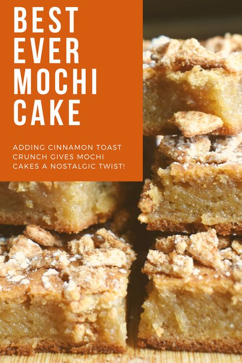 Mochiko Flour Recipes, Mochi Butter Cake, Mochiko Recipes, Mochi Bars, Butter Mochi Cake Recipe, Mochi Cake Recipe, Mochi Muffin, Baked Cinnamon Toast, Mochi Cookies