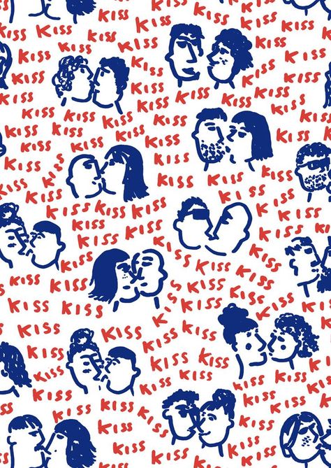 pattern by Minakani                                                                                                                                                                                 More  conversational illustration surface pattern kiss Frida Art, 강아지 그림, Pattern Illustration, Textile Patterns, Surface Pattern, Wall Collage, Pattern Wallpaper, Pattern Art, Art Wallpaper