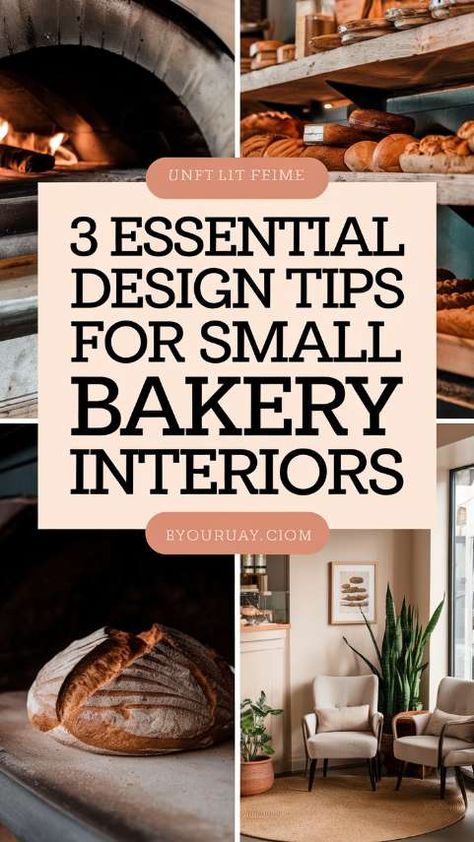 3 Essential Design Tips for Small Bakery Interiors Bakery Inspired Kitchen, Bakery Menu Board Design, Home Bakery Decorating Ideas, How To Decorate A Bakery Shop, Micro Bakery Design, Home Bakery Kitchen Layout, Bakery Stand Ideas, Bakery Shop Design Vintage, Bakery Shop Ideas