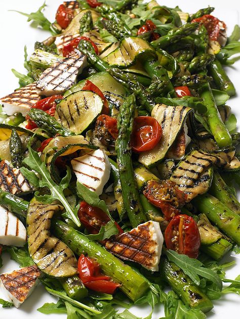 Manouri Cheese, Grilled Courgette, Yotam Ottolenghi Recipes, Ottolenghi Recipes, Spring Salad Recipes, Asparagus Recipes, Summer Dining, Yotam Ottolenghi, Spring Salad