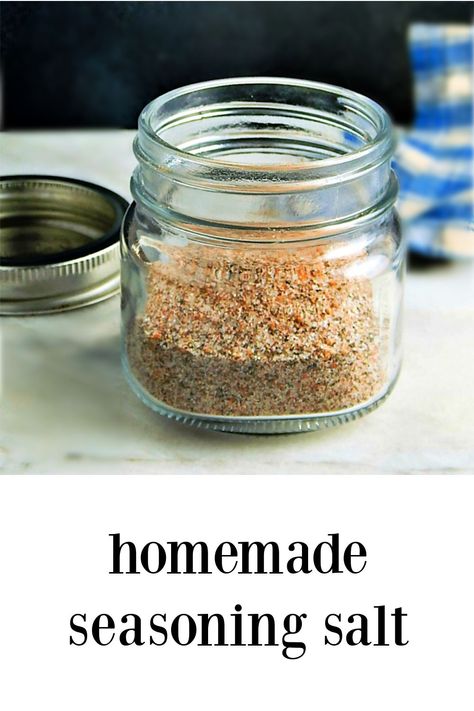 I just love my own custom blend of Homemade Seasoning Salt & think you will, too. It's just right and jazzes up everything from proteins to potatoes! Best of all, no strange ingredients and you probably have everything you need to make this! #HomemadeSeasoningSalt #CustomSeasoningSalt #SeasoningSalt #HomemadeSeasonedSalt #SeasonedSalt via @frugalhausfrau Homemade Seasoned Salt, Heart Healthy Chicken Recipes, Seasoning Salt Recipe, Keto Condiments, Season Salt, Homemade Seasoning Salt, Newfoundland Recipes, Homemade Seasoning, Homemade Mixes